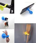 Silicone Door Stopper And Wall Protector With Soft Closing Damper For Noise Reduction, versatile use as phone holder and hook.