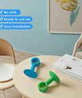 Silicone Door Stopper Pad With No Drill Bumper Guard For Handles, strong suction pads on table, blue and green, set of four