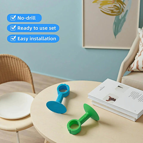 Silicone Door Stopper Pad With No Drill Bumper Guard For Handles, strong suction pads on table, blue and green, set of four