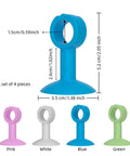 Silicone Door Stopper Pad With No Drill Bumper Guard For Handles, Strong Suction Prevents Slams And Noise, Set of Four in blue, pink, white, and green