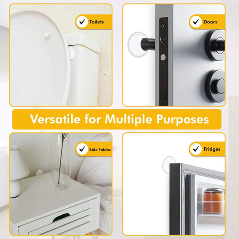 Door Stoppers for Wall – Clean and Dry Surface Required for Strong Adhesive, used on toilets, doors, side tables, and fridges.