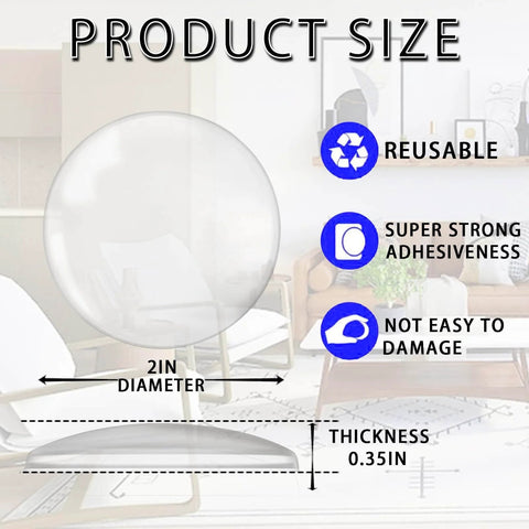 16 Pack 2 Inch Round Clear Silicone Door Knob Wall Protectors Self Adhesive Washable and Reusable Wall Guards That Absorb Shock