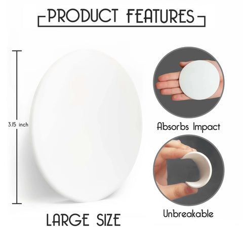 Door Stoppers - Large 3.15" (4 PCS) - Door Stoppers for Wall with Strong Back Adhesive - Quiet and Shock Absorbent Silicone Wall Protectors