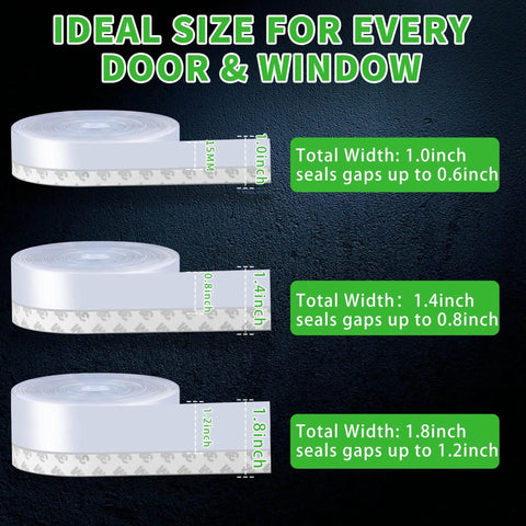 Sizes of Updated Weather Stripping Door Seal, Door Draft Stopper Silicone Seal Strip for House and Glass Shower Doors for Windows