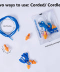 Image showing Silicone Ear Plugs 32dB Corded Reusable Hearing Protection Set Of 100 Pairs with packaging and blue cords.