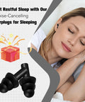 200 Pairs Silicone Ear Plugs Soft Reusable Waterproof Ear Plugs For Sleeping Noise Reduction Black shown with woman sleeping