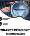 Tube Extrusion Tool Efficient RTV And Silicone Dispenser That Maximizes Material In Every Tube And Prevents Waste For DIY Friendly Pro Grade Cleaner Quieter Mess Free Projects At Home Or On The Job depicted applying sealant around a metallic surface.