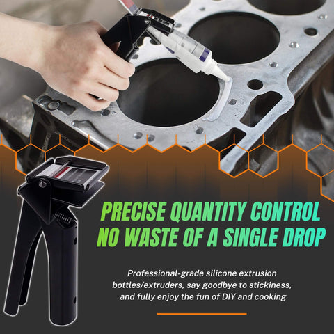 Person using Pro-Grade 3-In-1 Gasket And Sealant Tool Kit With Carbide Scrapers on metal surface, silicone tube dispenser
