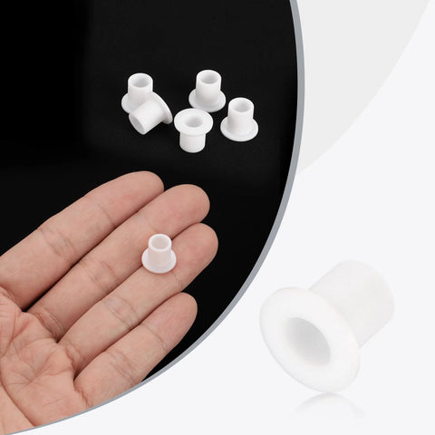 12 Pieces Silicone Flanged Sleeve Bearings White ID 6mm OD 8mm Length 10mm Flange Diameter 12mm Self Lubricating Bushings in hand