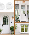 Silicone Door Frame Plugs Kit 60 Pcs Round Screw Hole Plugs In Five Sixteenth Inch By One Quarter Inch Size, white frames on doors and windows.