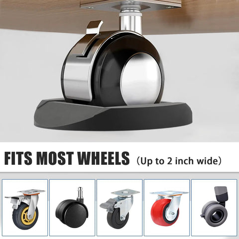 Wheel inside a 4 Pack 3x3 Inch Furniture Stopper Cup, Premium Solid Rubber Wheel Stoppers for Sofas, Beds and Chairs. Protect floors.