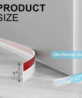 20 ft x 1 in Weather Stripping, Door Draft Stopper Silicone Gap Seal Strip installation on door for side gaps, clear, with measurements.