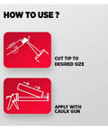 Instructions for Heavy-Duty High Temp Silicone Gasket Maker And RTV Sealer - cut tip, apply with caulk gun; 2 Pack Tubes