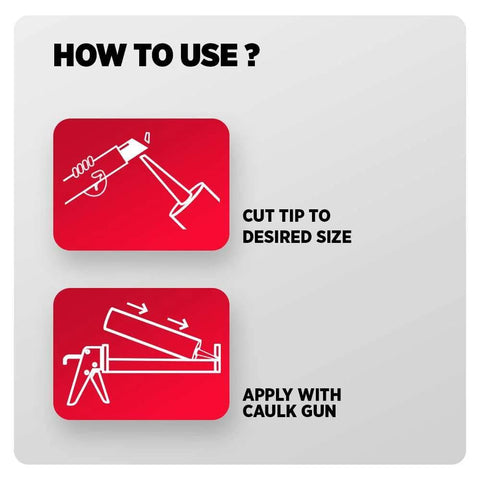 Instructions for Heavy-Duty High Temp Silicone Gasket Maker And RTV Sealer - cut tip, apply with caulk gun; 2 Pack Tubes