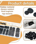 62 Piece Silicone Hole Plug Set For Furniture Round Holes In Six Sizes 1 Inch Three Quarter Inch One Half Inch Three Eighth Inch One Quarter Inch With Black Rubber Plugs And Convenient Storage Box.