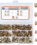Durable 65Mn spring steel silicone vacuum hose clamps kit with 160 pieces in 6-10 mm sizes, organized in storage case.