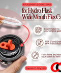 Hydro Flask Replacement Lid Gasket O Rings For Wide Mouth Flex Caps 5 Pack installation view with flex cap details and gasket.