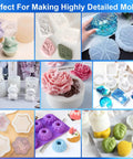 Variety of detailed molds made with 64 Oz Silicone Mold Making Kit With Platinum Cure Liquid Silicone, featuring intricate designs.