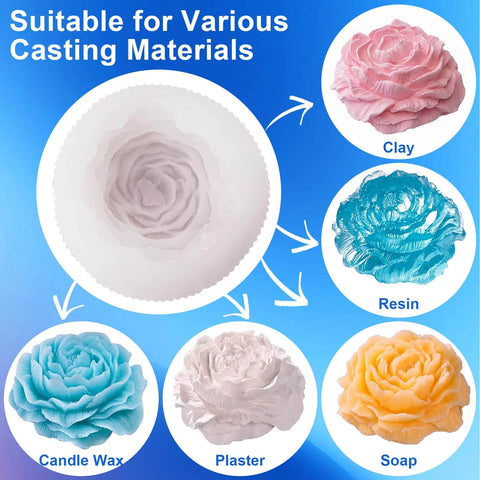 Flower-shaped mold used in 64 Oz Silicone Mold Making Kit with Platinum Cure Liquid Silicone for clay, resin, wax, soap, plaster.