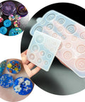 4 Pack Round Button Silicone Molds TuNan Set for Resin Casting in 7 Sizes 10mm to 30mm, showing flexible reusable molds