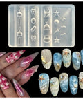 Marine Elements Nail Mold Set Silicone Molds For 3D Nail Art With Shells Anchors Starfish Wave Designs Teeth And Wind Chimes