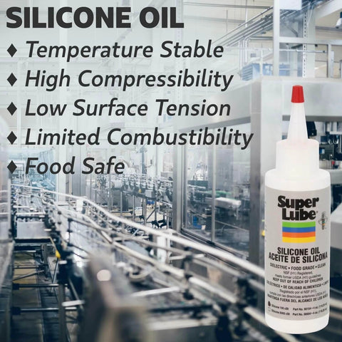 Super Lube Silicone Oil High & Low Temp CST (Clear, 4oz Bottle) | NSF Certified Food Grade & Clean | High and Low Temp Stable