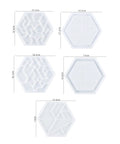 5 Piece Puzzle Resin Molds Set, Silicone Tray Molds For Epoxy Casting, Game Board Shape DIY Craft Kit, five hexagonal molds