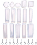 Resin Molds Silicone Pendant Mold Kit With 15 Shapes For DIY Jewelry Making And 100 Eye Screws Included shown in assorted shapes