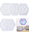 5 Piece Puzzle Resin Molds Set, Silicone Tray Molds For Epoxy Casting, Game Board Shape DIY Craft Kit showcasing mold designs