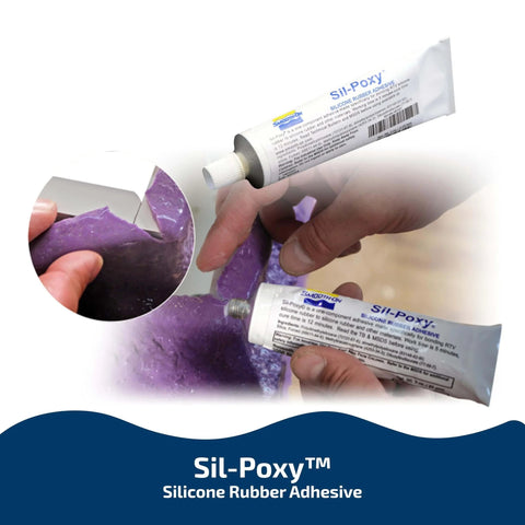 Hands applying One Component Silicone Rubber Adhesive For Bonding RTV Silicone To Silicone And A Wide Range Of Substrates on purple material
