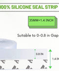 Updated Weather Stripping Door Seal, 1.4 inch silicone seal strip suitable for 0-0.8 inch gaps, perfect for glass shower doors and windows.