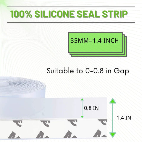 Updated Weather Stripping Door Seal, 1.4 inch silicone seal strip suitable for 0-0.8 inch gaps, perfect for glass shower doors and windows.