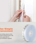 26 Feet Silicone Seal Strip shown being applied to a door, highlighting adhesive backing; includes product roll, transparent 45MM.