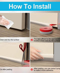 Installation steps for Door Weather Stripping Silicone Seal Strip Sealing Tape for Door Draft Stopper Adhesive Tape on floor.