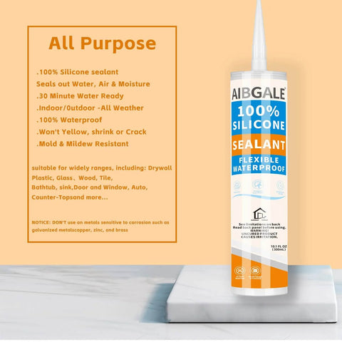 Gold Glitter Silicone Sealant Waterproof 100 Percent Silicone Caulk With Sparkling Finish 10.1 oz on display
