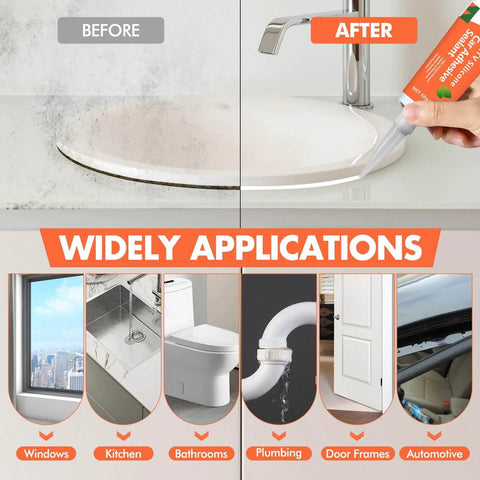 Before and after of Go-To All-Purpose Silicone Sealant Adhesive For Kitchen Bathroom Window And Door Sealing Waterproof Flexible Bond