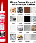 Pro Grade Advanced Silicone Caulk For Kitchen And Bathroom 10 Fl Oz Cartridges 12 Pack 100 Percent Waterproof RTV Sealant with surface compatibility