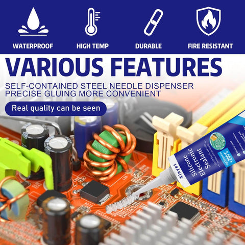 100ml Go To Electronic Silicone Sealant Adhesive For Electronics Conformal Coating And Waterproof Insulation shown applied on circuit board