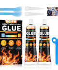 High Temperature Silicone Sealant Kit For Fast DIY Fixes And Heat Resistant Bonds Black RTV Adhesive Glue 2x50ml Tubes Waterproof Quick Cure Includes 2 Precision Nozzles 2 Spatulas And Tube Squeezer 2 Pack.