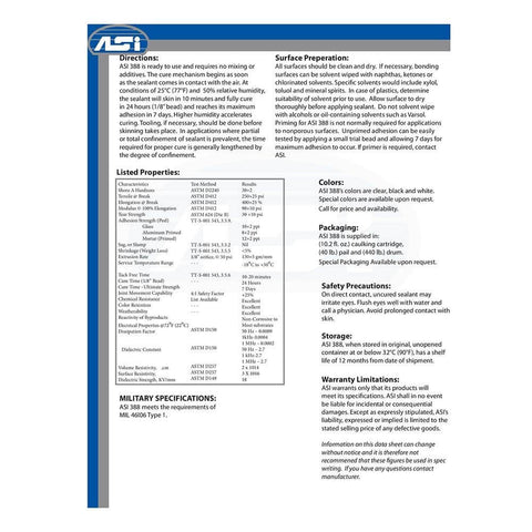 Crystal Clear Electronic Grade Silicone Sealant 10.2 Oz Cartridge product information sheet with usage directions and properties.