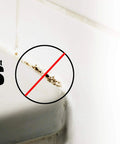 Waterproof 100 Percent Silicone Sealant Caulk For Kitchen And Bath Pro Grade Low Odor No Yellow Or Color Change Ready In About Thirty Minutes White 10.1 Ounce Cartridge next to moldy grout illustration.