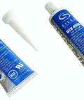 Heavy Duty Food Safe Silicone Sealant RTV 4500 Clear Two Pack 2.8 Fluid Ounce Each shown with applicator nozzle