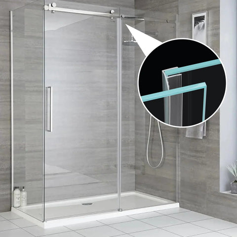 Silicone Sliding Glass Door Side Seal Strip, 100 Inch Long, 1 Quarter Inch Thick, Compatible With Frameless Shower Doors installed