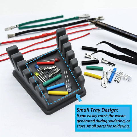 Upgraded Silicone Soldering Stand With Six Slot Wire Holder for 32AWG to 12AWG Wires and Helping Hands Soldering Station Dark Grey