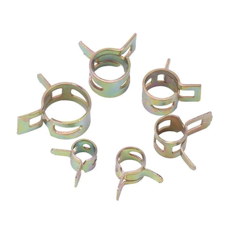 20 Piece Silicone Wrapped 304 Stainless Steel Hose Clip Set Reusable Clamps For Boats And Motorcycles With Size Marked Bands 6mm 7mm 8mm 9mm 10mm 12mm Easy To Install Durable Construction For Long Lasting Performance. Image showing assorted hose clamps with visible adjustment features, ideal for boating and motorcycling applications, displaying various sizes.