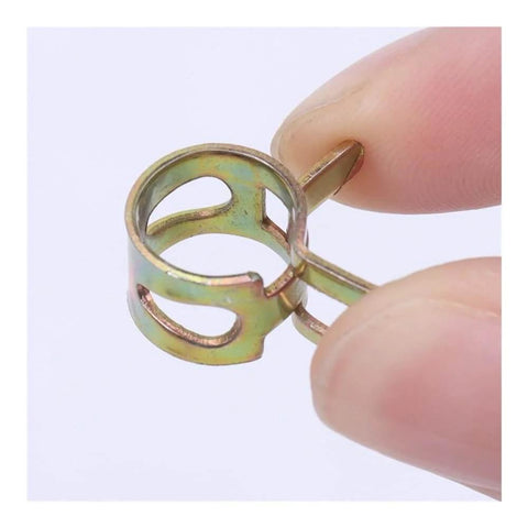 Close-up of a 20 Piece Silicone Wrapped 304 Stainless Steel Hose Clip Set Reusable Clamps for Boats and Motorcycles with Size Marked Bands