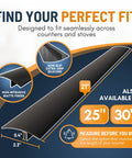 Side view of 21-inch silicone stove gap covers, 2-pack, heat resistant, easy to clean, seals gap to block crumbs and spills.