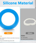 Comparison of blue silicone and white rubber O-rings, Silicone Toilet Flush Valve Seal Kit 3 Pack For Champion 4 And Eljer Titan 4 Replacement.