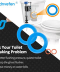 Silicone Toilet Flush Valve Seal Kit 3 Pack For Champion 4 And Eljer Titan 4 Replacement O Rings next to toilet tank diagram.