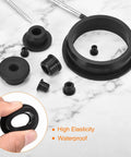 Top Hat Silicone Grommets Four Pack For Thirty Five Millimeter Drill Holes And Twenty Five Millimeter Inner Diameter Wiring Seals displayed on marble surface, close-up view of one grommet held by hand.